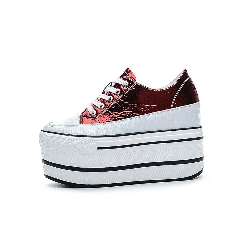 

Высококачественные ботильоны из синтетической натуральной кожи 12 см, женские осенне-весенние ковбойские туфли на танкетке, брендовые массивные кроссовки на танкетке