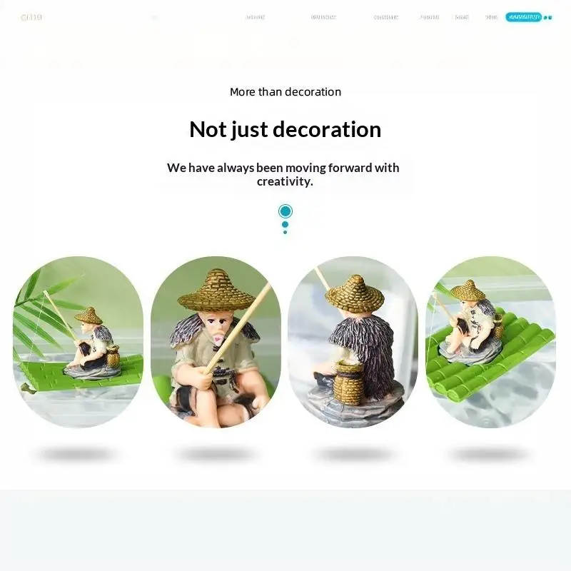 Floating Bamboo Raft Fishing Ornament Feeding Platform For Miniature Landscape Decoration Garden Statue Outdoor Decoration