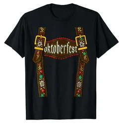 Lederhosen Suspenders Tee Oktoberfest Bavarian Munich Beer T-Shirt Octoberfest Beer Graphic Outfits Drinking Lover Drinker Tops