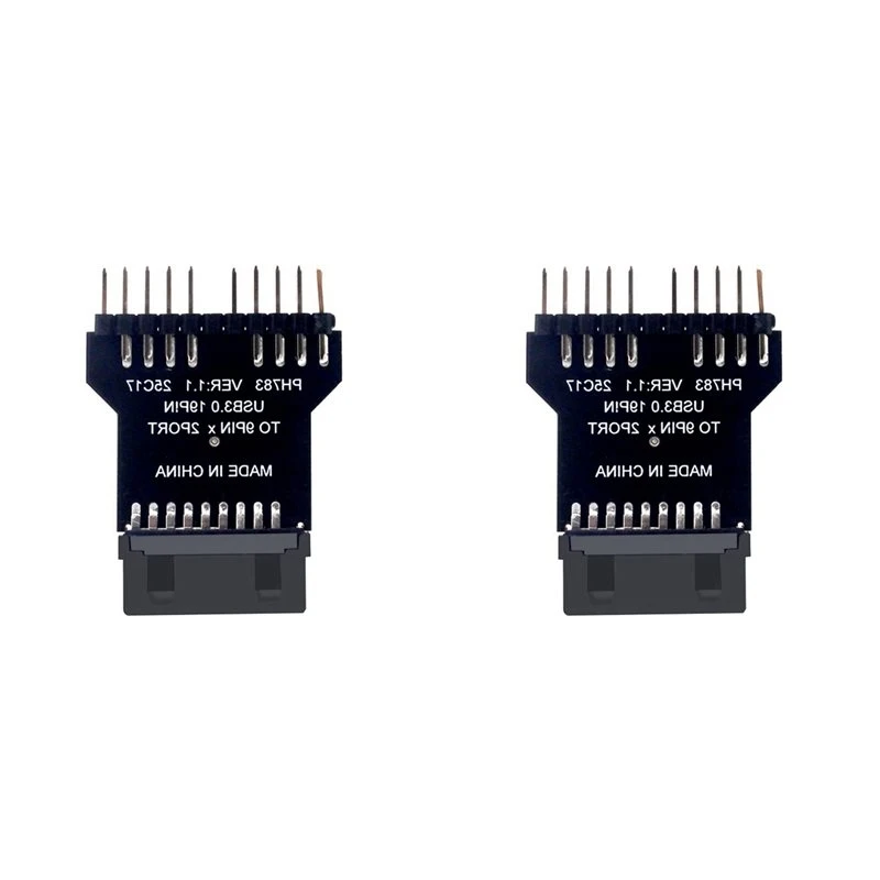 Stylish-2X Motherboard USB3.0 19PIN To 2-Port USB2.0 9PIN Converter Adapter For Water Cooling RGB Light Fan Speed Measurement