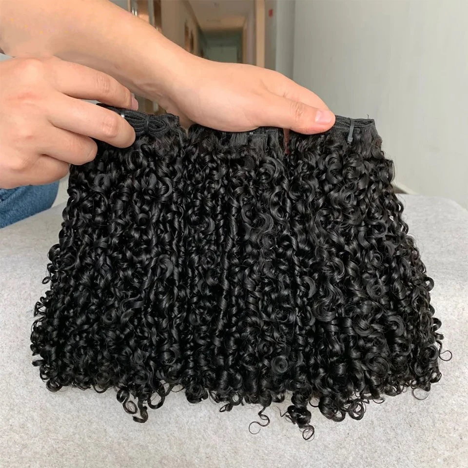 15A Pixie Curly Bundles Kinky Curly Human Hair 3/4 Bundles Deal Raw Virgin Curly Hair Bundles Human Hair Extension Double Wefts