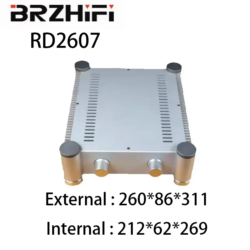 

BRZHIFI RD2607 Pro Audio Sound Amplifier Chassis DIY Round Corner Sturdy Desktop Home Theater Aluminum Enclosure With Heat Sink