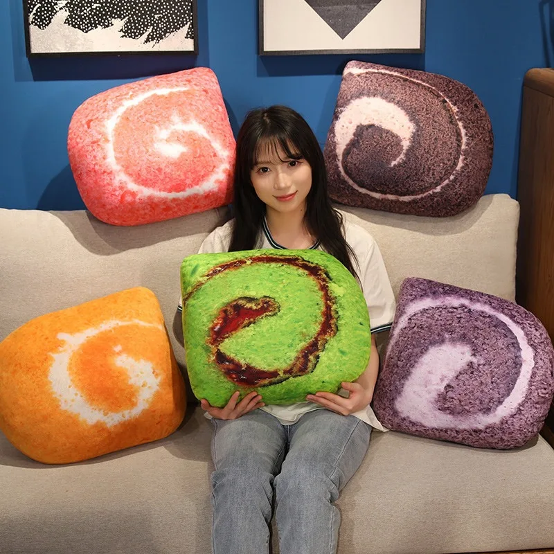 

Creative Soft Swiss Roll Throw Pillow Plush Toy Bread Doll Home Pillow Simulation Stuffed Doll Kawaii Toy Gifts