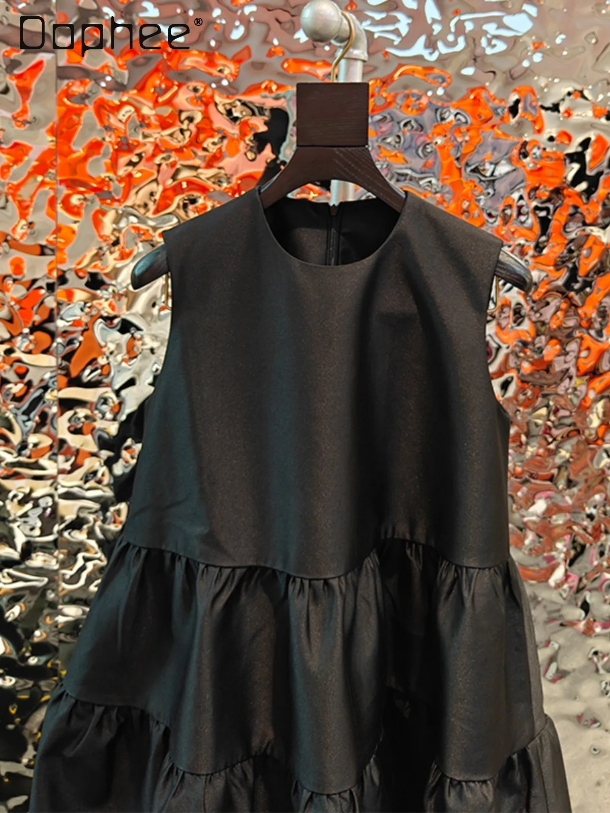 2025 Summer New Celebrity Temperament Retro A-line Sleeveless Dress High-end Classic Style Black Puff Dresses Sweet Mini Dress