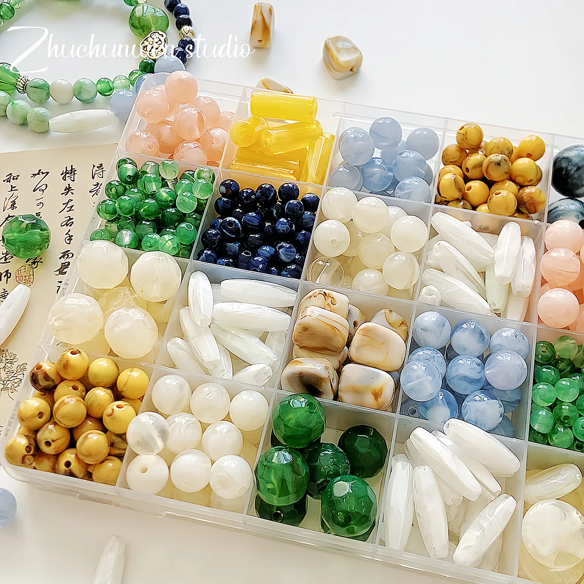 خرز دائري من الأكريليك بنمط كلاسيكي بلون نقي، مادة خرز يدوية الصنع، سوار، قلادة، مجوهرات، خرز فضفاض