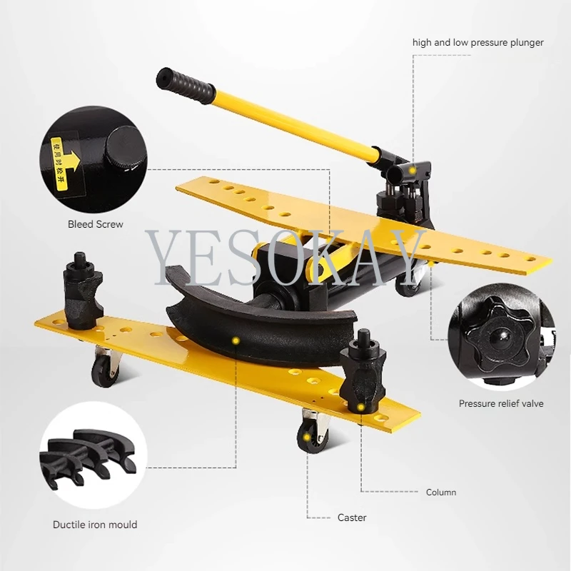 10T Hydraulic Pipe Bender Manual Pipe Bending Machine Galvanized Pipe Iron Tube Steel Bending Tool