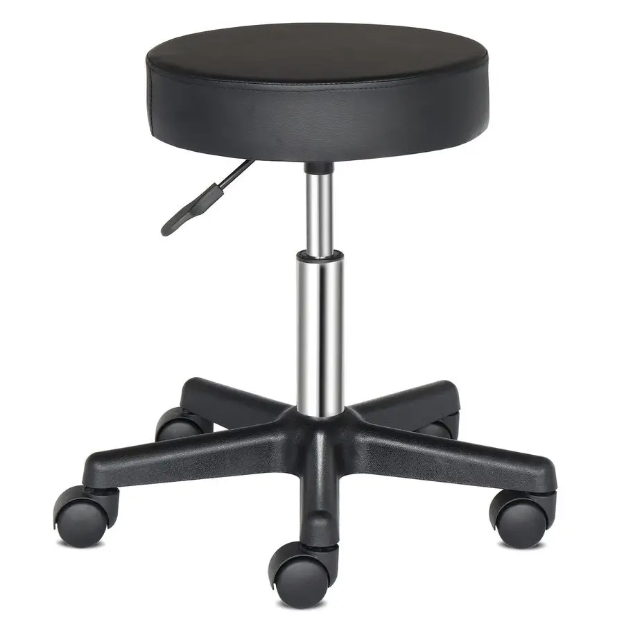 

Round Bar Stool Counter Adjustable Height Salon Stools, Modern Bar Stools 360 Swivel PU Leather Armless Bar Chair with Wheels