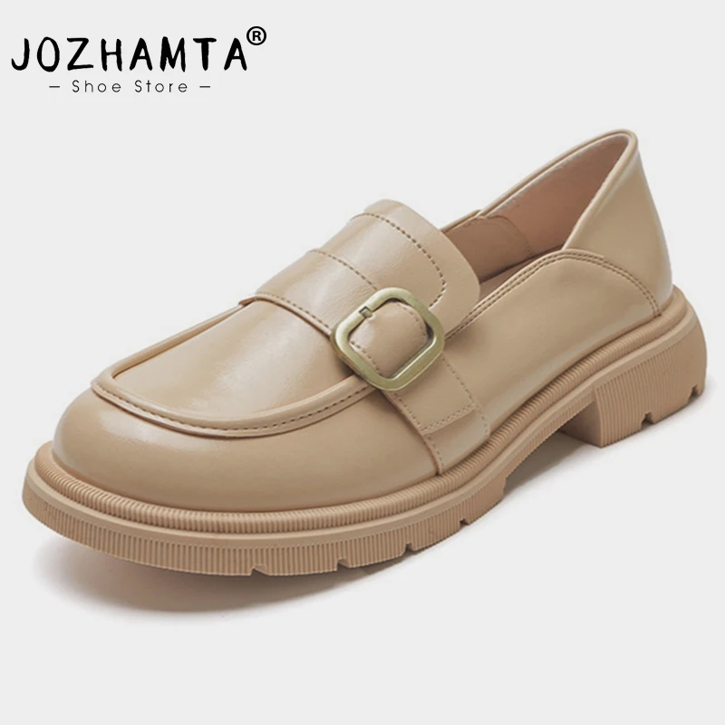 JOZHAMTA Women Flats Real Leather Shoes For Women'S Loafers Fashion 2023 News Low Heel Soft Leather Flats Foowear Size 34-40