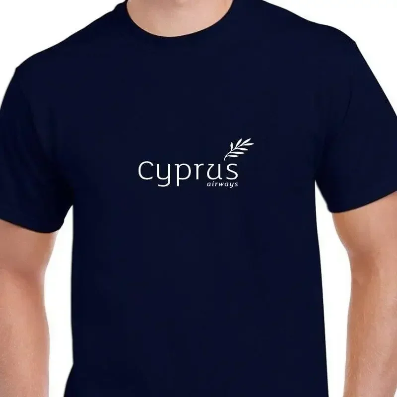 T-shirt en coton bleu marine avec logo blanc de Cyprus Airways