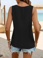 2025 Women Blouses Summer Vest Loose Sleeveless Cotton Linen Shirt Casual V-Neck Solid Colors Ladies Black White Tops Plus Size 6
