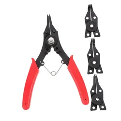 4-In-1 Circlip Pliers Set Snap Ring Pliers Multi Crimp Removable Plier Head Retaining Circlip Pliers Hand Tools Multifunctional