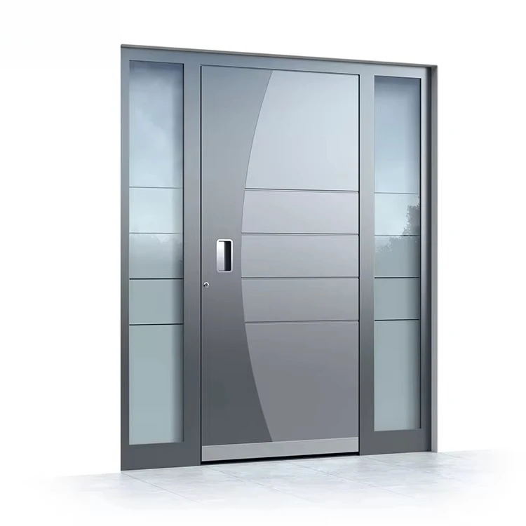 Villa Exterior Entrance Security Door Smart Lock Password Electronic Front Entry Aluminum Alloy Glass Fire Prevention