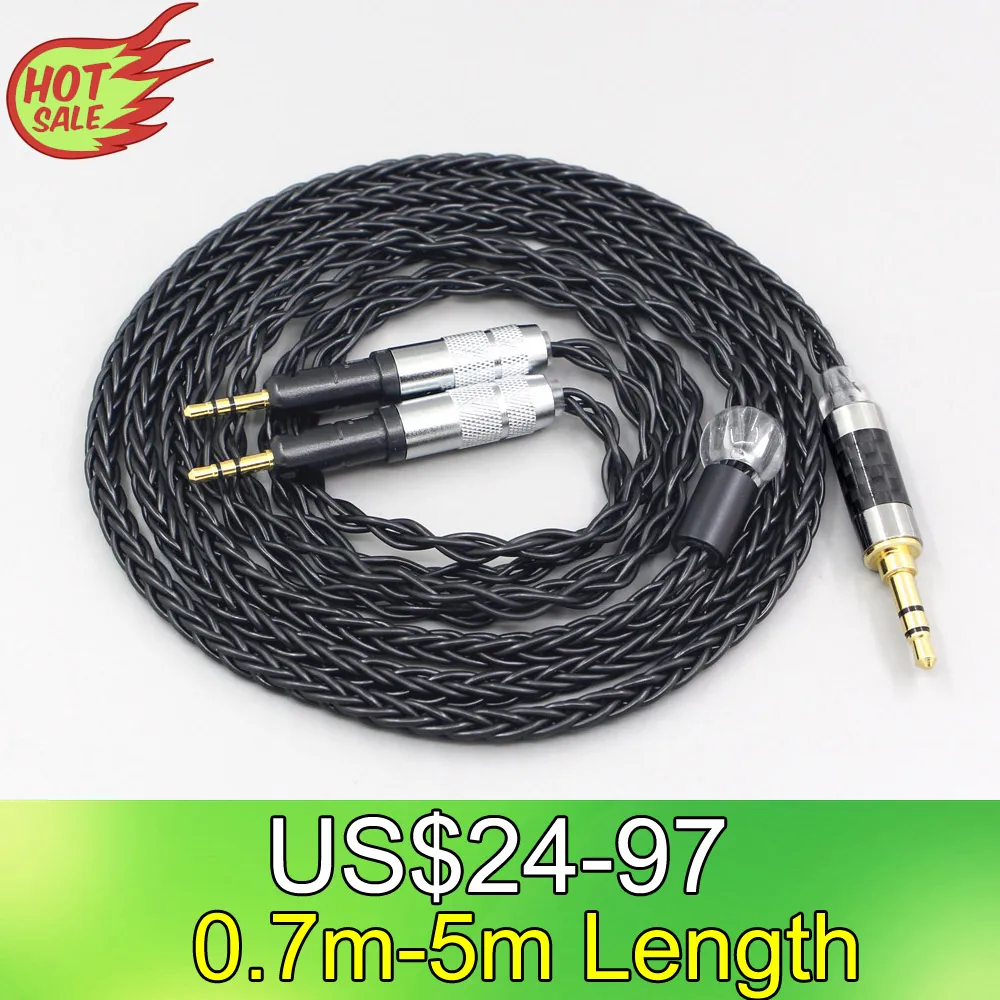 LN007467 4.4mm xlr 2.5mm 6.5mm 8 Core black Silver Plated Braided Earphone Headphone Cable For Audio-Technica ATH-R70X