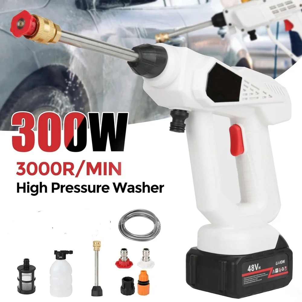 T 300W High Pressure Car Washer Gun Portable Garden Washing Water Wash Spray Gun Pressure Washers for Makita 18V Battery