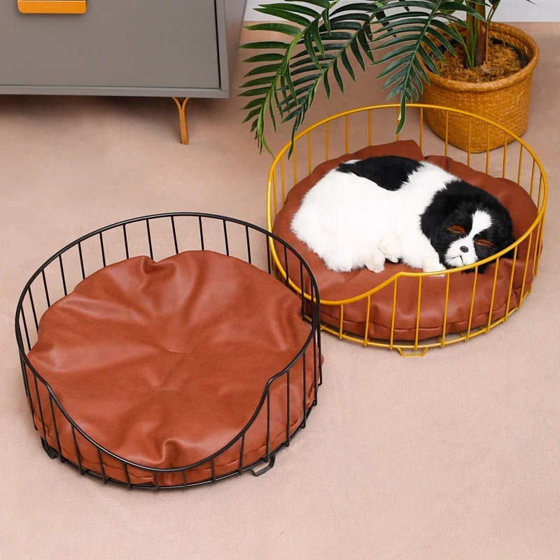 Cool Wrought Iron Dog Kennel - All-Season Easy-Clean Small Dog Bed, Removable Pet Bed, Durable Comfortable Pet Furniture