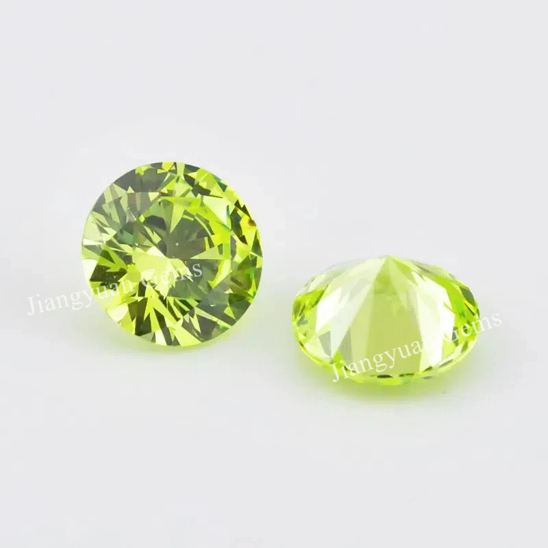 Größe 1mm~10mm Apfelgrüne Lose Zirkonia-Steine 5A Rundschliff CZ Synthetische Edelsteine für Schmuck – Detail 4