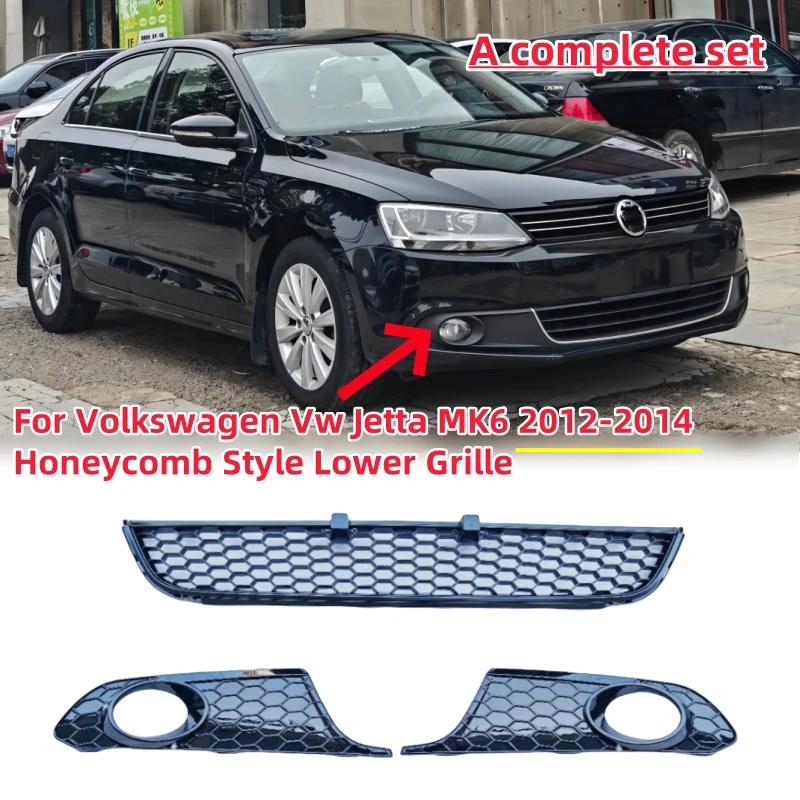 

For Volkswagen VW Jetta MK6 2012-2014 Front Lower Bumper Center Grille Honeycomb Mesh Grill GLI Style A Complete Set
