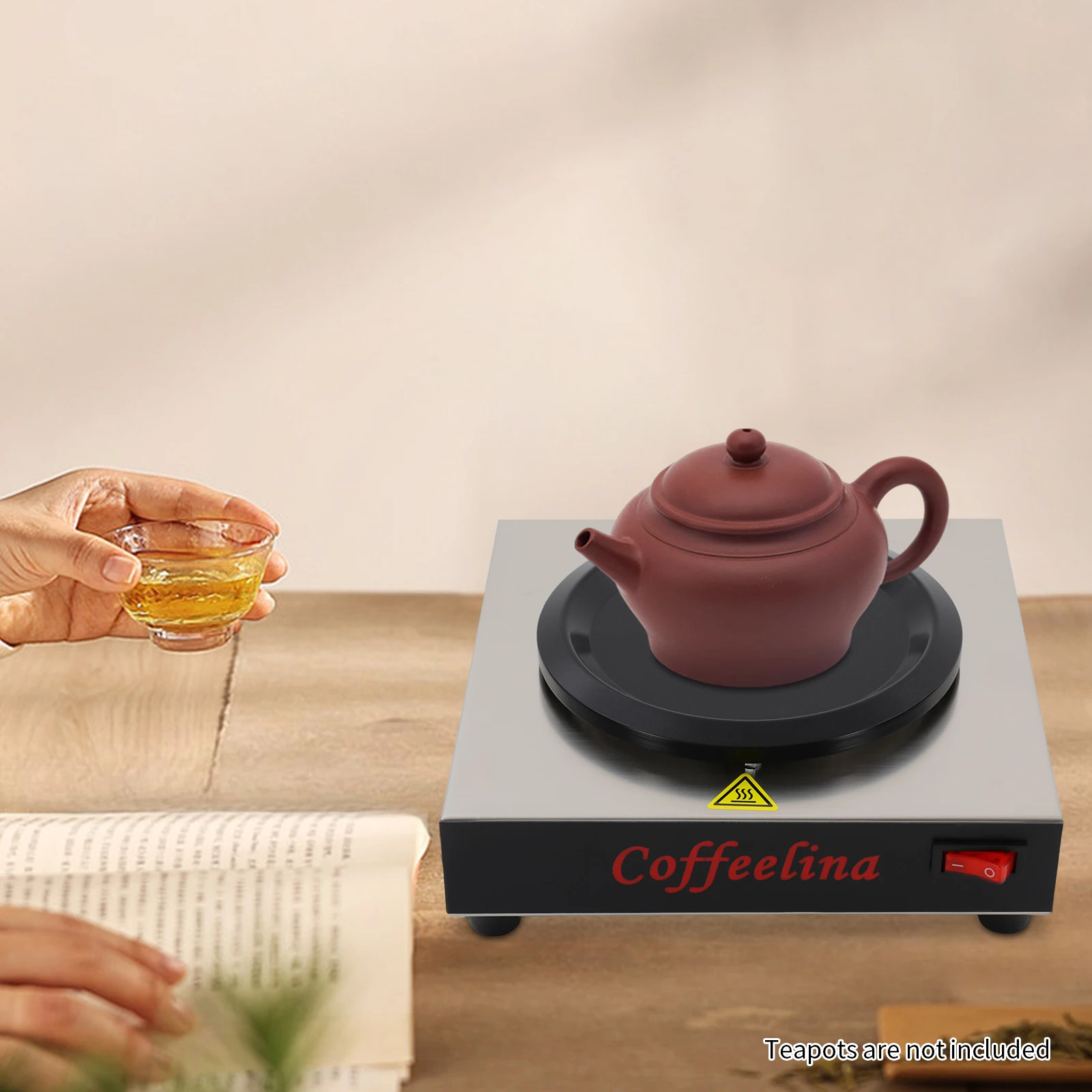 

Stainless Steel Commercial Coffee Warmer, Single Burner Plate with Temp Control, Fits Glass Decanters for Office Break Rooms