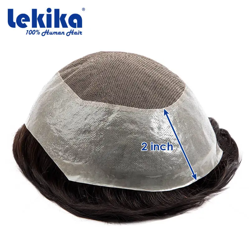 Australia Toupee Men French Lace & 0.06-0.08mm Wide Knotted PU Wig 100% Natural Human Hair Replacement Unit Male Hair Prosthesis