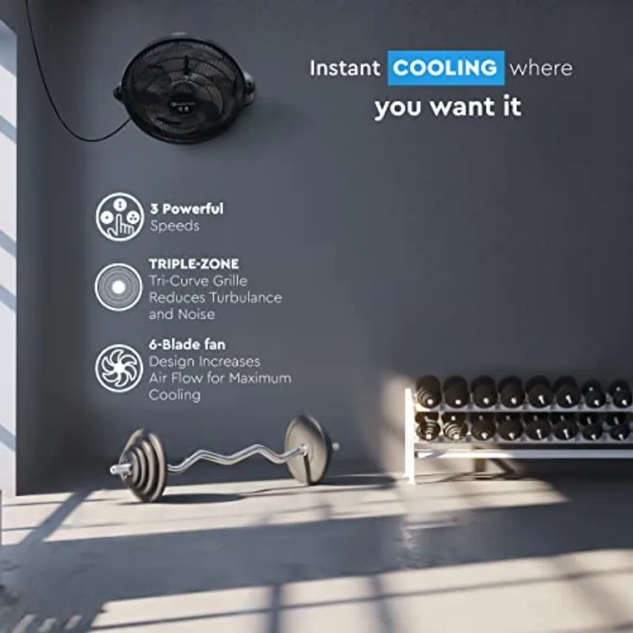PowrCurve 20-Inch High-Velocity Floor Fan with Wall Mount, 3-Speed Fan with 180° Adjustable Tilt Powerful Cooling for Home, Bed view 5