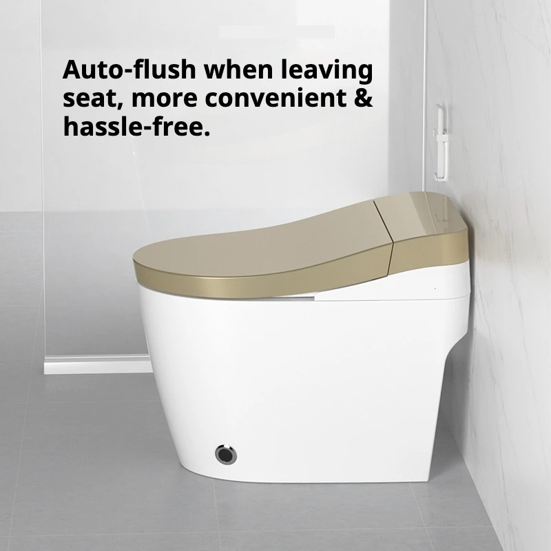 Luxury Gold Smart Toilet With Heated Seat, Auto Flush & Bidet,S-trap Floor Mounted,Modern Design,Factory Price view 3