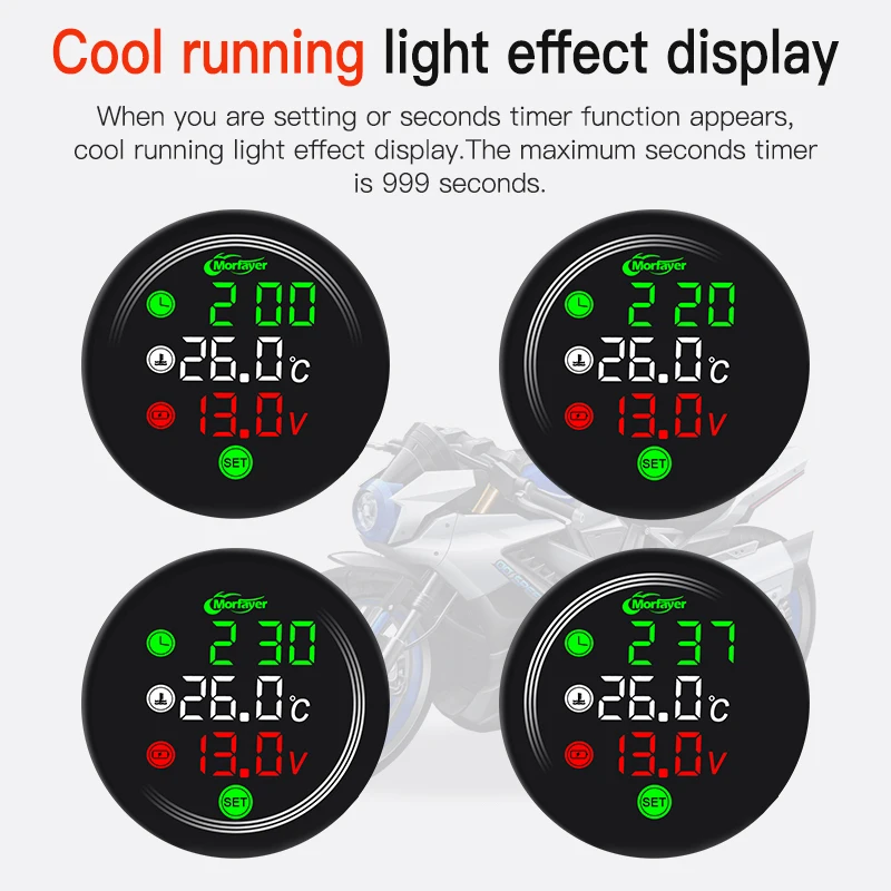 Panneau numérique pour moto, horloge de température universelle, Mini thermomètre plein écran 4 en 1, compteur à écran tactile