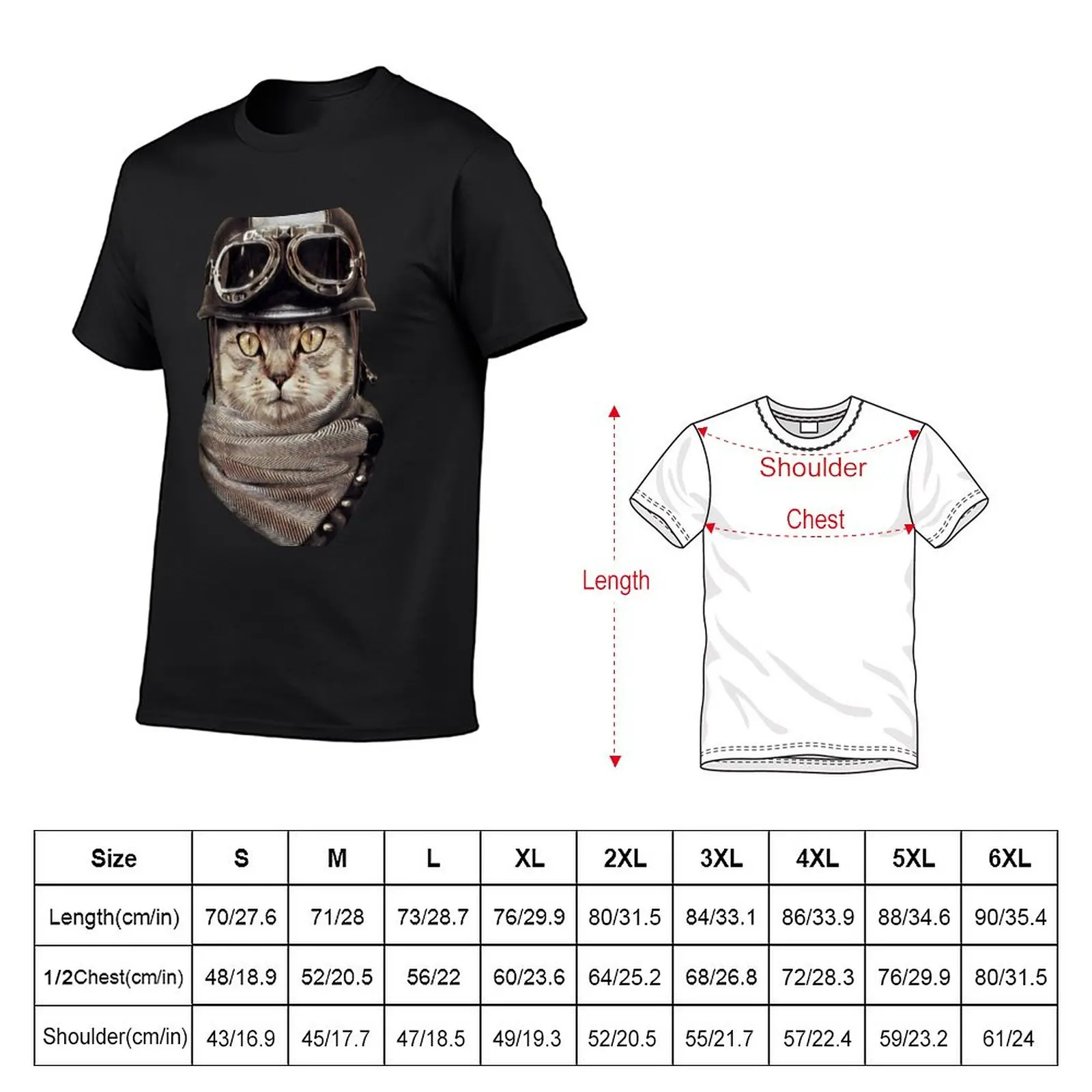 Motorcycle Cat Biker Helmet Scarf T-Shirt hippie clothes Aesthetic clothing aesthetic clothes t shirt men