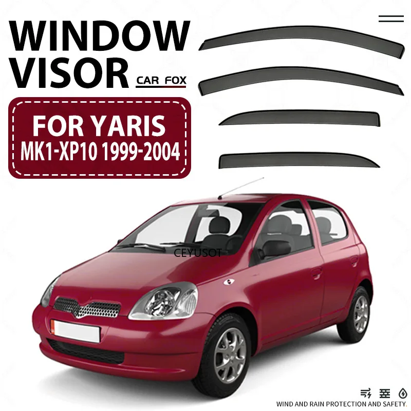 4Pcs Window Visor For TOYOTA YARIS MK1-XP10 1999-2004 Weathershield Sun Rain Deflector Guard Car Window Deflector