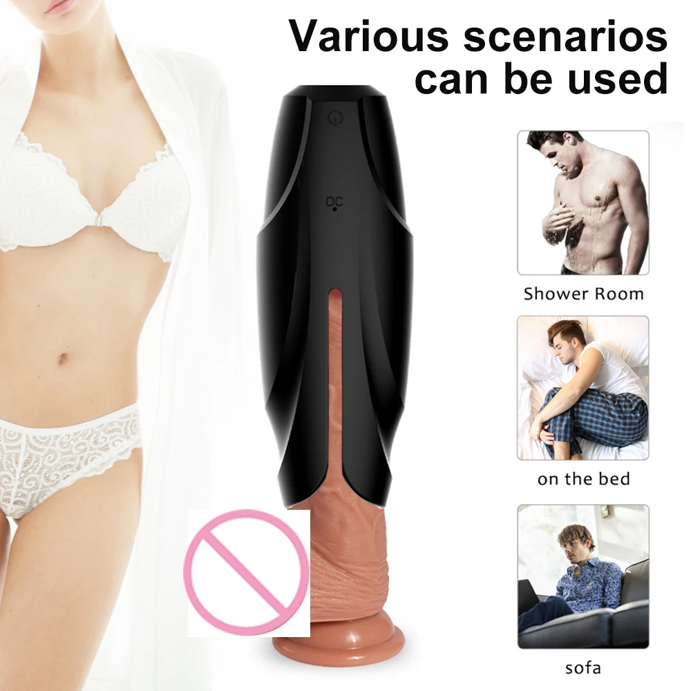 Male Masturbator Penis Pump Vibrator Adult Endurance Exercise Artificial Vagina 10 Speed Penis Delay Trainer Sex Toys for Men