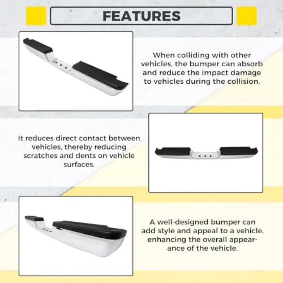 ชุดกันชนหลังแบบ Heavy Duty สำหรับรถ Dodge Ram 1500 2500 Fleetside/Styleside ปี 1994-2002 พร้อมแผ่นกันกระแทก สีเงิน+ดำ