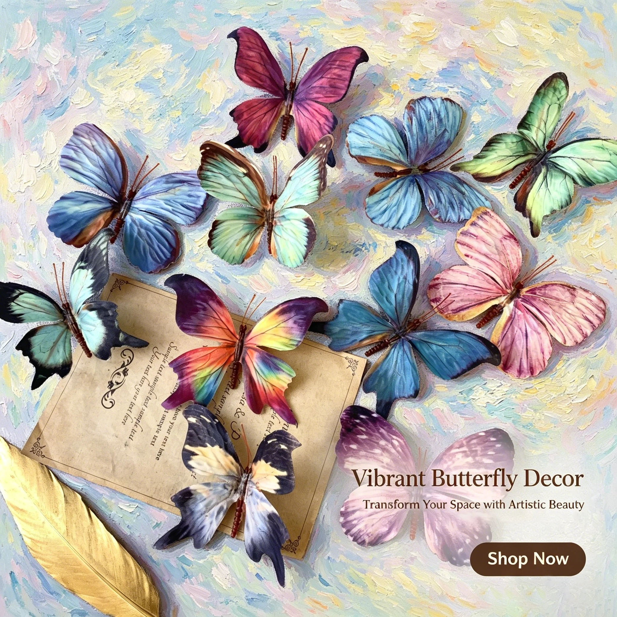 10 ornements de papillons artificiels en soie, papillons réalistes en tissu pour la maison, les mariages, la décoration de fêtes, le scrapbooking DIY