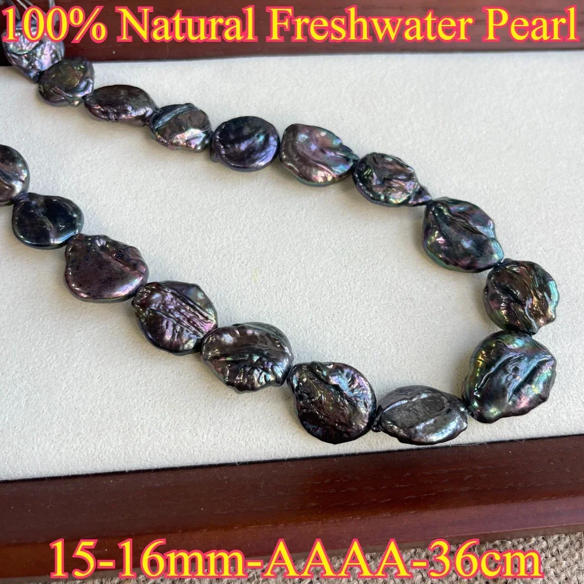 15-16mm AAAA Clean Factory Wholesale Natural Freshwater Pearl Black Baroque Bead Jewelry Make DIY Necklace Bracelet Women Gift