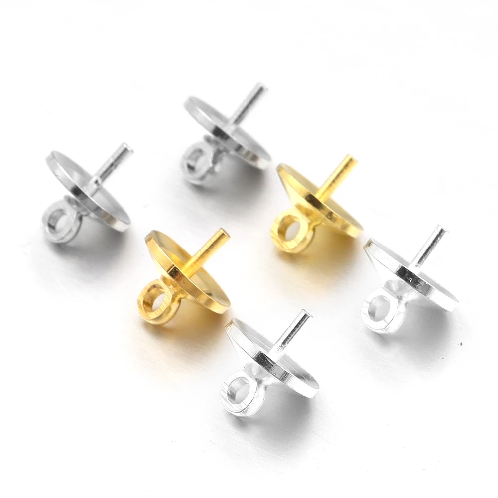 20-100pcs Brass Half hole Charms Eye Pins Beads End Caps Top Drilled Pendant Bails Findings Connectors For Jewelry Makings