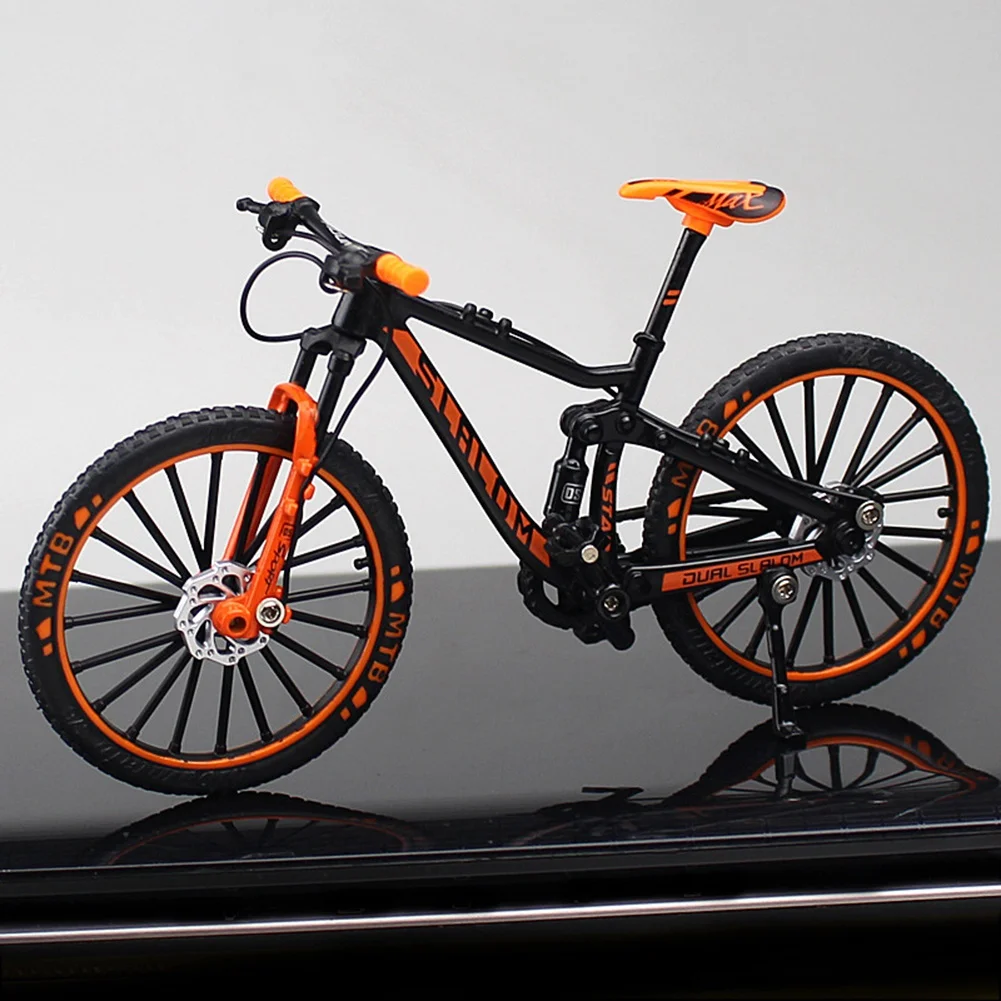 M15KMini 1:10 Modelo de bicicleta de aleación Diecast Metal Dedo Bicicleta de montaña Bicicleta de descenso Juguetes coleccionables para adultos para niños, Naranja