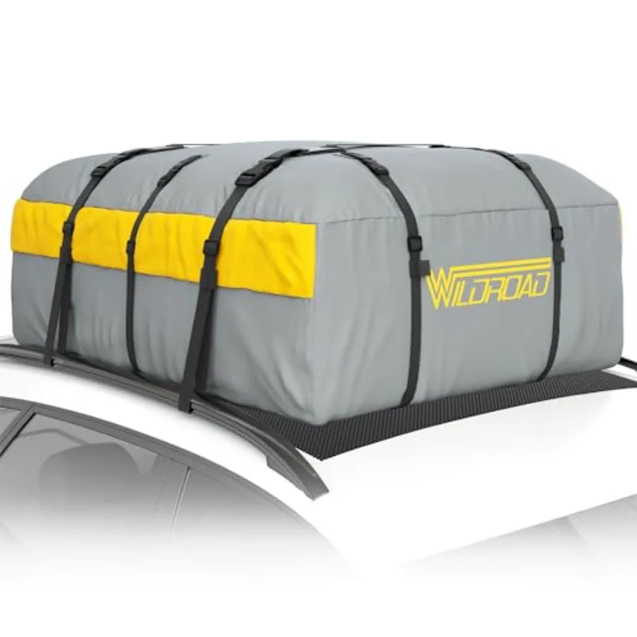 

Car Roof Bag 21 Cubic Feet Waterproof Rooftop Cargo Carrier with Anti-Slip Mat for All Cars SUVs with/Without Rack in Black and