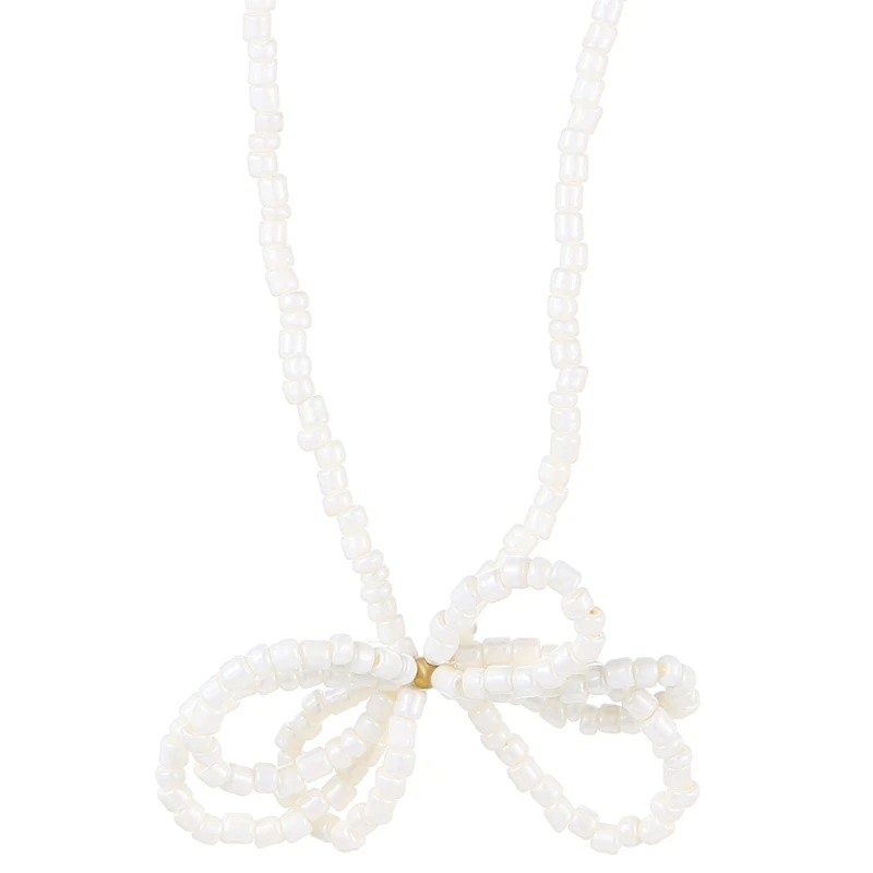 Fashionable Beaded Bowtie Themed Jewelry Set Butterfly Knot Necklace Bracelet Earrings Stylish Bowknot Accessory image 4