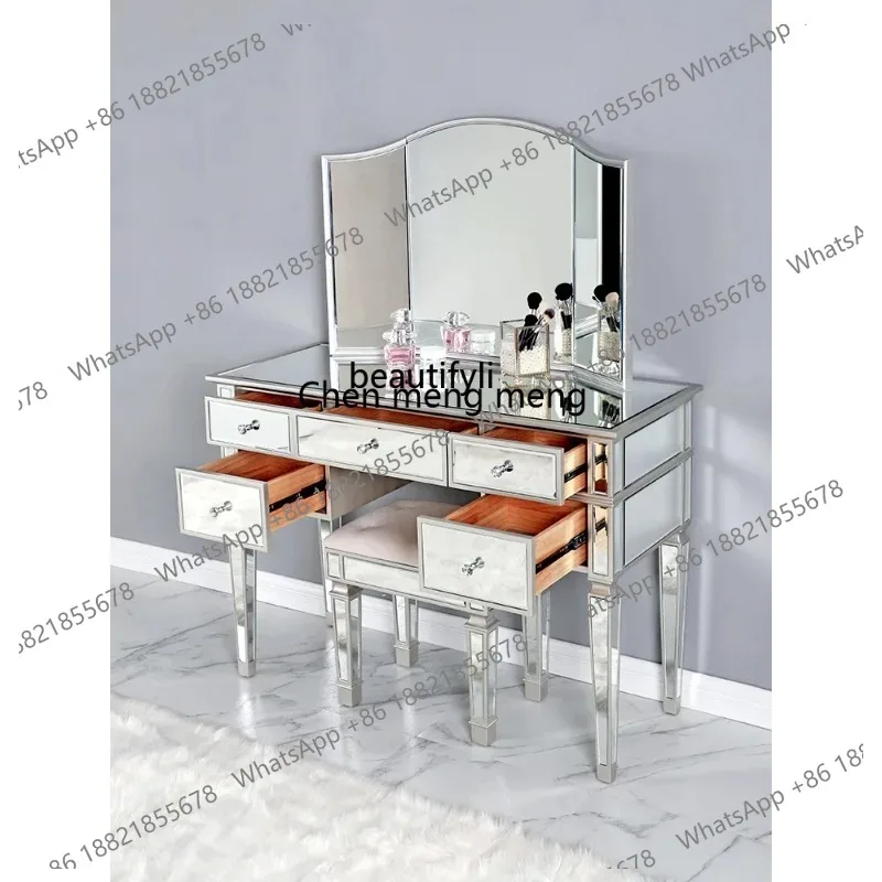 

LHX26 ss 26 Light Luxury Solid Wood Dressing Table Bedroom Modern Minimalist Storage Cabinet Integrated Small Dresser Table