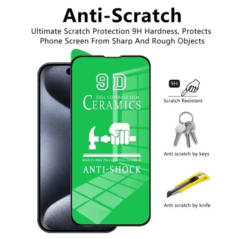 Película de cerámica suave HD para IPhone, Protector de pantalla para IPhone 15, 11, 12, 13, 14, 16 Pro Max, 7, 8 Plus, Mini, XS MAX, X, XR, no es de vidrio, 5 unidades