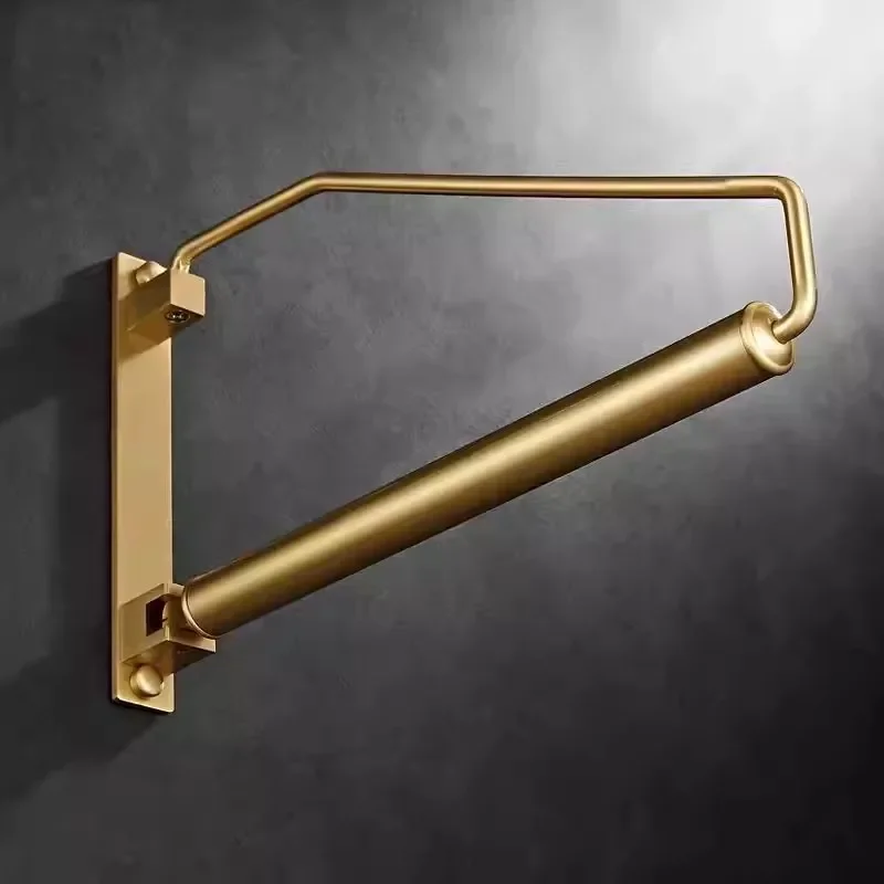 Brushed Gold Wall Clothing Hanger Holder Folding Black Clothes Drying Rack Brass Gold Clothing Hanger Organizer Rack