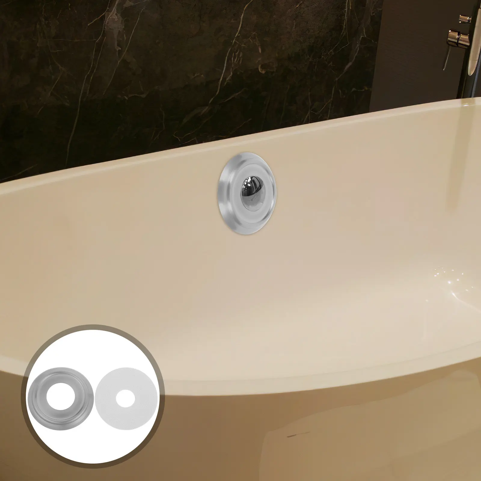 1Set Tub Spout Trim Plate Stainless Steel Decorative Cover Ring for Bathroom Faucet Pipe Hole Splash Guard Easy Install