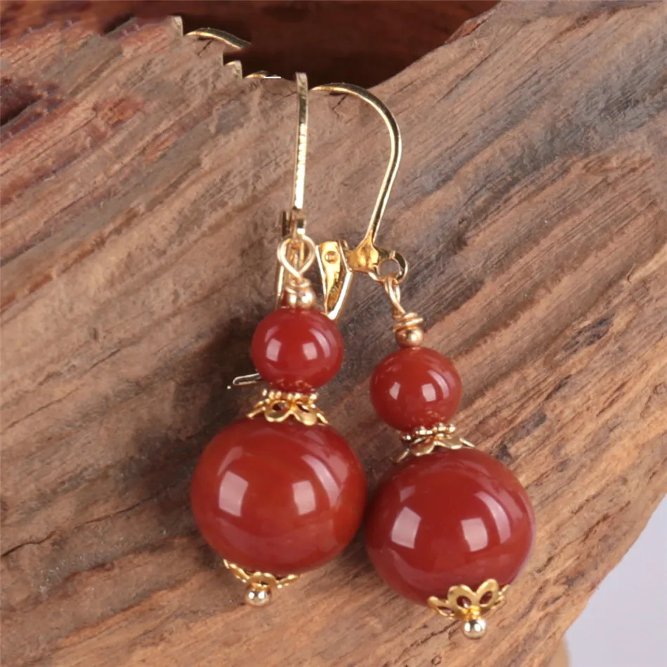 Southern red agate Gemstone Earring 18KGP Dangle Holiday gifts Anniversary Unisex Office Party Modern Drop Art Beaded Platinum