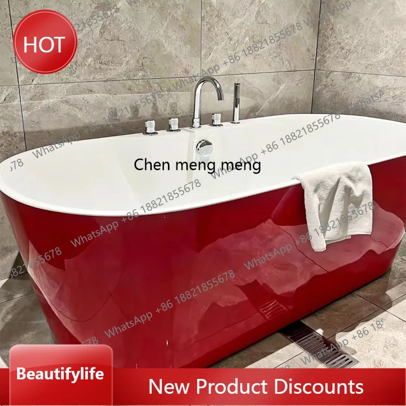 

zq10 Acrylic Hotel Adult Home Bathroom Bathtub Mini Red Eco-friendly Bathtub