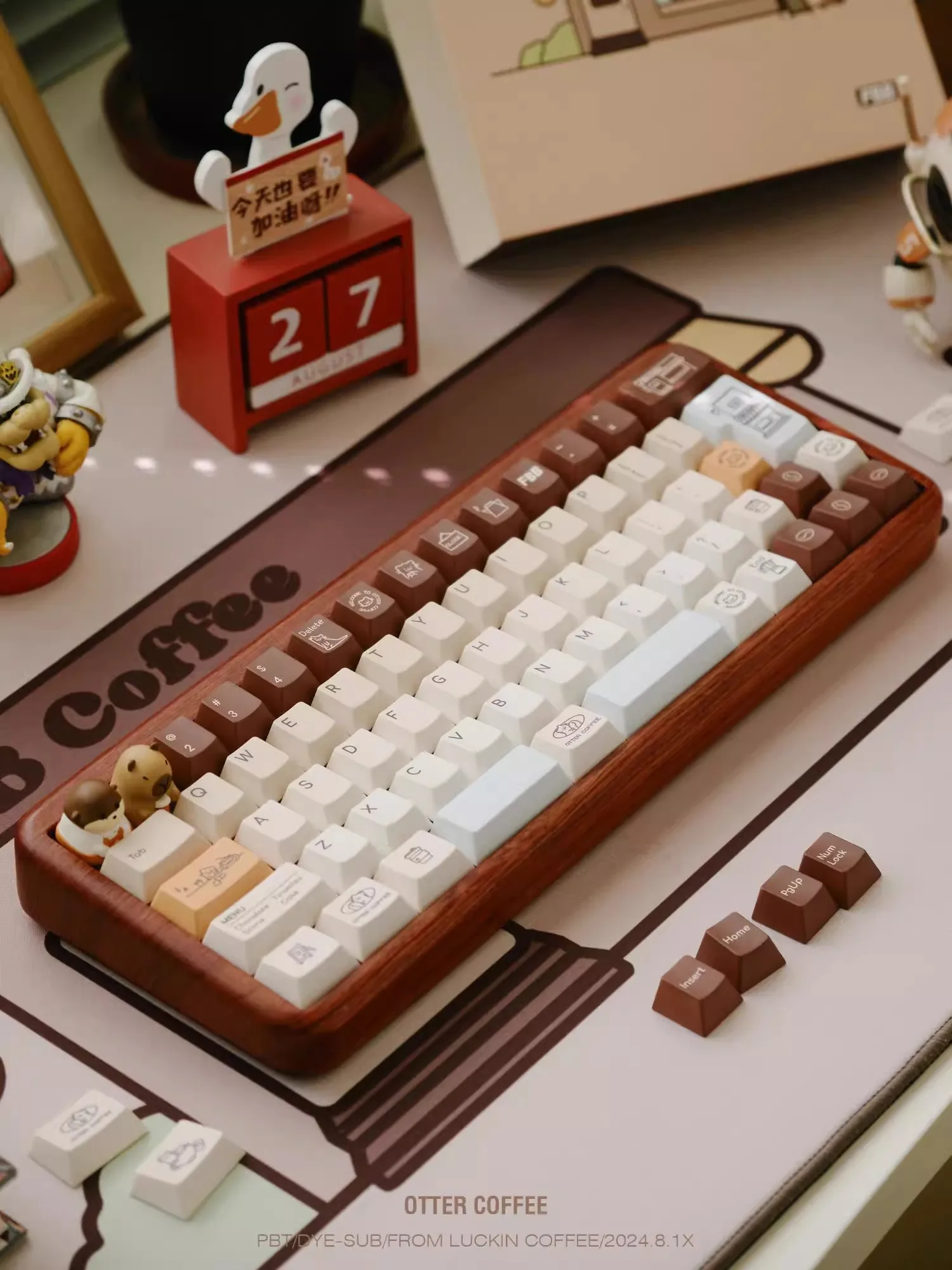 Fbb Keycaps Pbt Sublimation Otter Coffee Cute And Personalized Capibala Table Mat 145 Key Keyboard Customized Keycap Gift