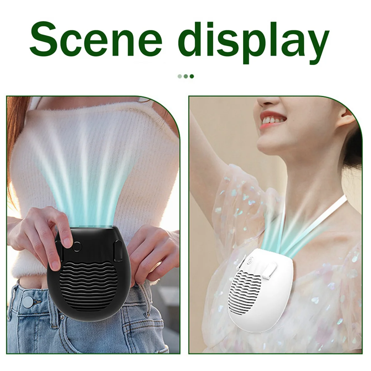 Power Bank Personal Handheld Air Conditioner Electric Fan 6500MAh Rechargeable Hanging Waist Fan Wearable,Black