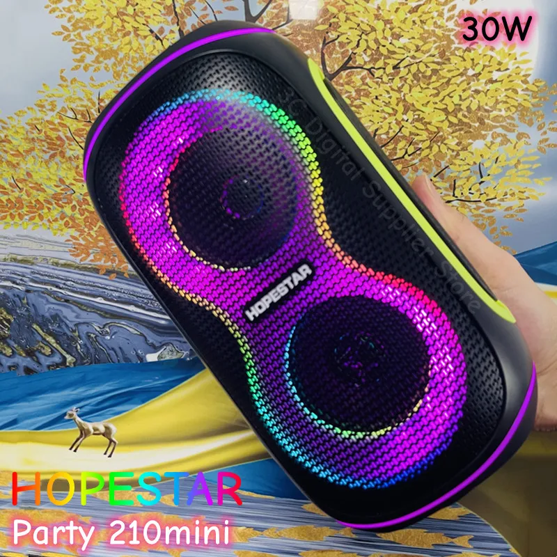

Мощный портативный беспроводной Bluetooth-динамик 30 Вт, коробка для вечеринок с RGB-подсветкой, IPX5, водонепроницаемая звуковая система HIFI PARTY 210 MINI