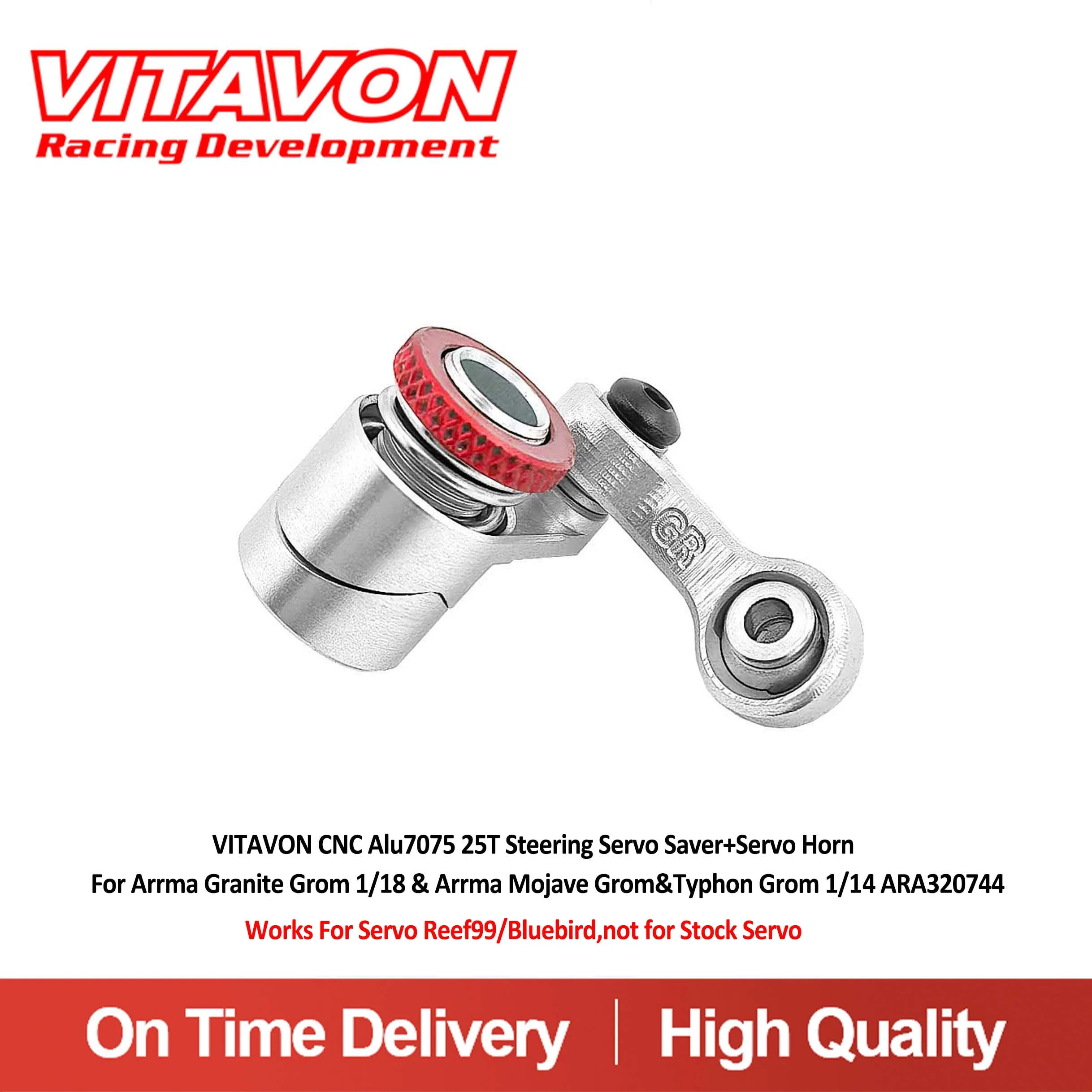 VITAVON CNC Alu7075 25T Steering Servo Saver+Servo Horn For Arrma Granite Grom 1/18 & Arrma Mojave Grom 1/16&Typhon Grom 1/14