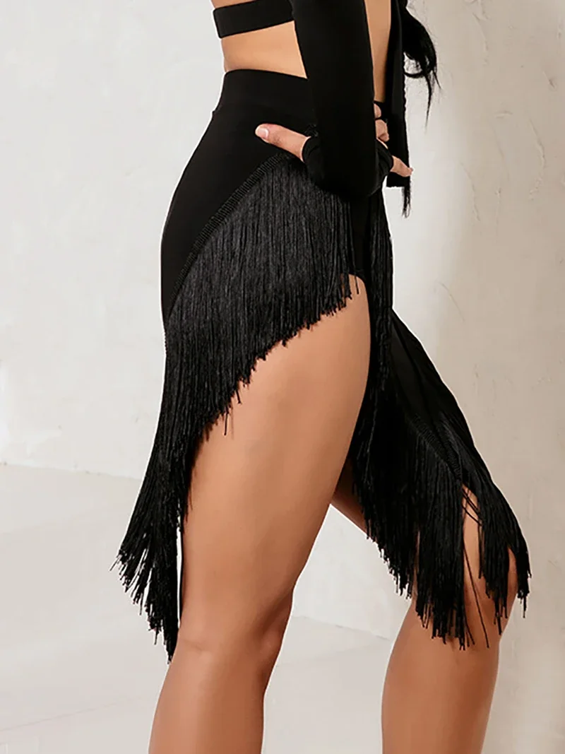 Latin National Standard Dance Dress Triangular Tassel Half Length Short Skirt Adult Women Ballroom Rumba Samba Training Skirt