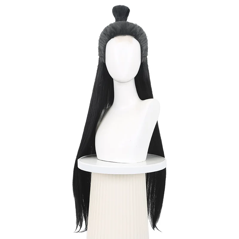 Nezha 2-haak front lace Shen Gong Bao cosplay pruik zwarte lange rechte pruik voor zowel mannen als vrouwen oude stijl