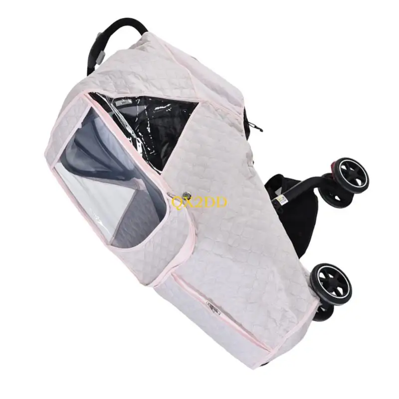 QX2D Clear Strollers Wind Cover All Season Easy installs Baby Pram Accessory