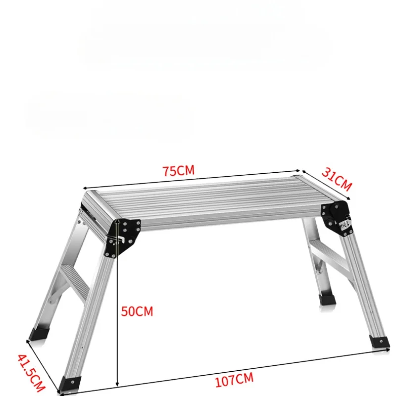 Aluminum Work Platform 660 lbs Load Capacity Drywall Stool Ladder Non-Slip Feet Versatile Vehicle Washing Bench